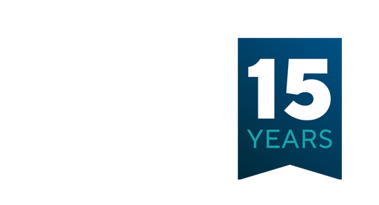 Eight Versa Logo 15 Years White